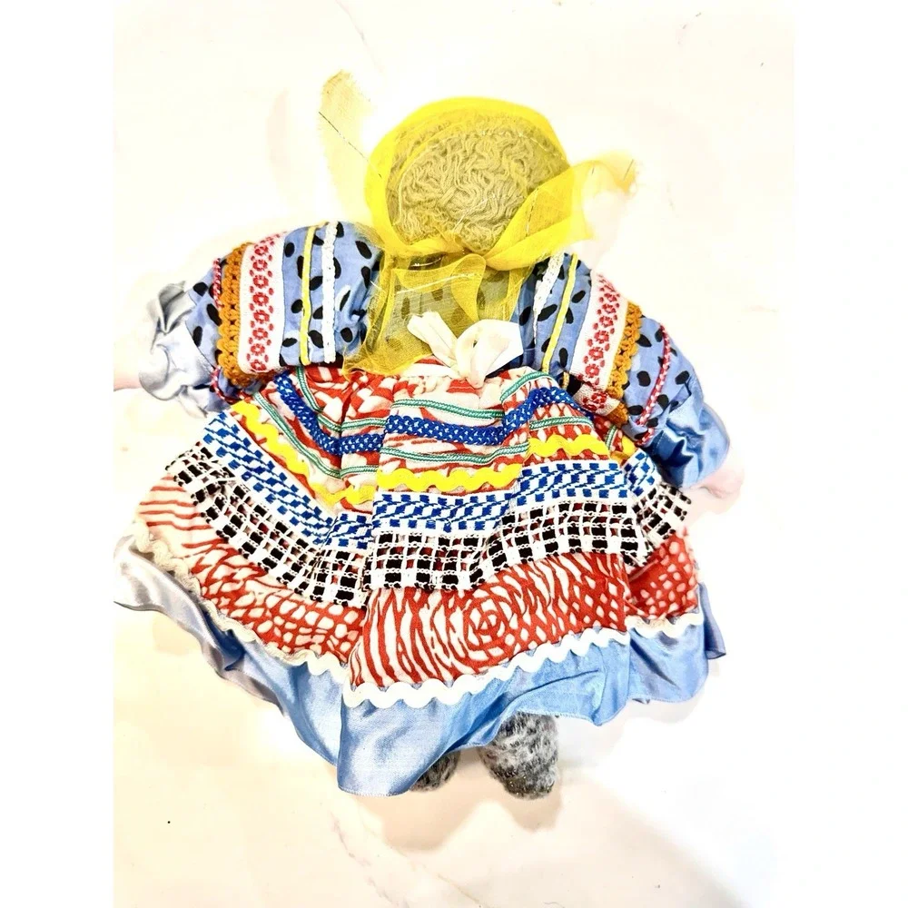 Vintage Handmade Cloth Folk Doll Traditional Slavic Costume Hand Painted 11 Inch